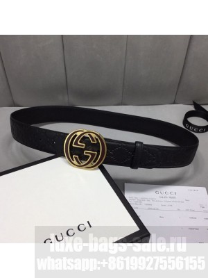 Gucci GG Signature Belt 40mm with Interlocking G Buckle Black/Gold   Collection