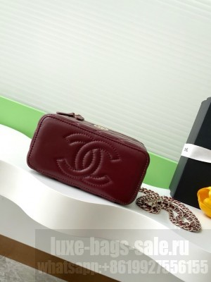 Chanel MINI FLAP BAG CLUTCH WITH CHAIN Gold-Tone Metal AP4325 burgundy