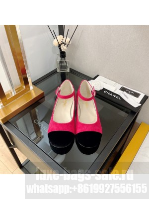 Chanel G39281 Corduroy Mary Janes Ballerinas 2022 Collection,pink