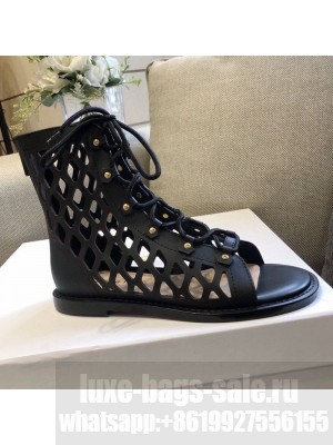 Dior D-Trap Boot Sandals in Mesh Calfskin Black Spring/Summer 2021 Collection