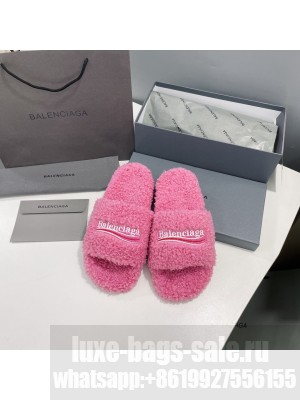 Balenciaga Unisex Furry Slide Sandal Pink 2021 Collection