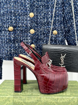 Gucci 5cm Platform 13.5cm Heel Slingback Pumps with Horsebit 05