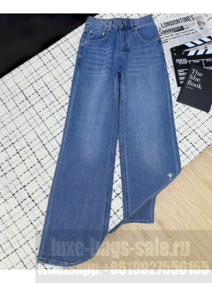 Christian Dior Women's Washed Straight Jeans Blue