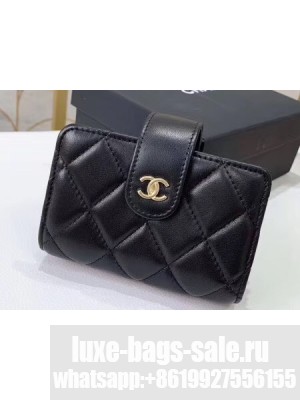 Chanel Small Card Holder 31522 Lambskin Black