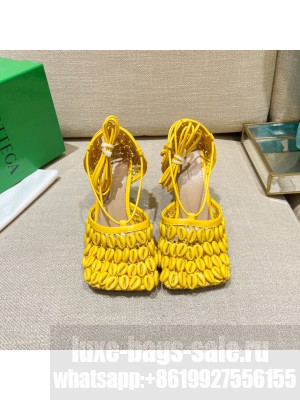 Bottega Veneta Mesh and Lambskin Stretch Sandals Spring/Summer 2022 Collection,Yellow