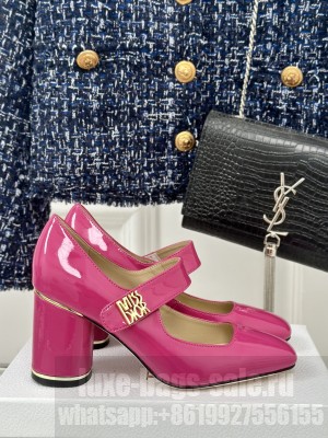 Miss Dior 8cm Pump Pink Patent Calfskin Elastic strap 