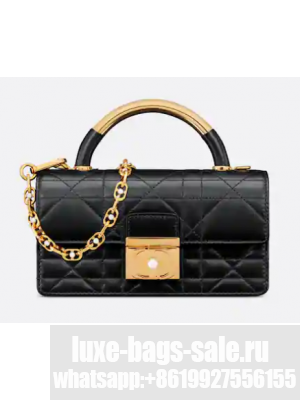 Mini Dior Ange Bag blackMacrocannage Calfskin M4401U