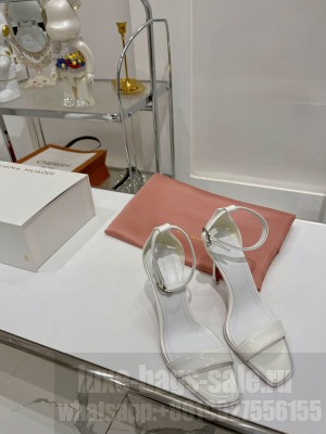 Amina Muaddi kim sandal 9.5cm bubble white patent silver buckle