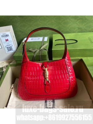 Gucci Jackie 1961 crocodile small shoulder bag 636709 red