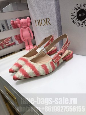 Dior J'Adior Slingback Ballerina Flat in Pink D-Stripes Embroidery 2021 Collection 