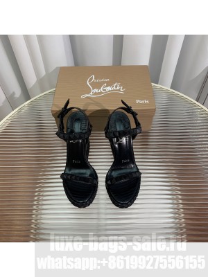 Christian Louboutin Pyraclou Espadrilles Wedge Sandals 12cm Black 2023