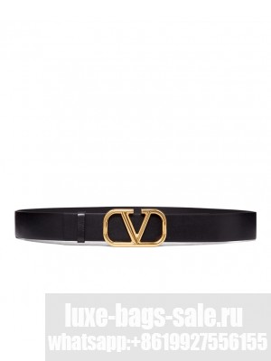 Valentino Vlogo Signature Calfskin Belt Black