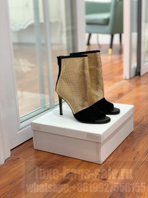Balmain Calfskin Gold Metal Open Toe Boots 2022 Collection