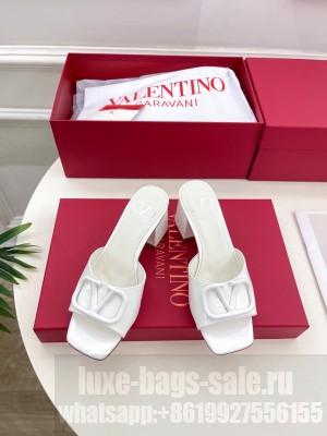 Valentino Garavani VLogo Signature 60mm patent-leather Mule sandals White