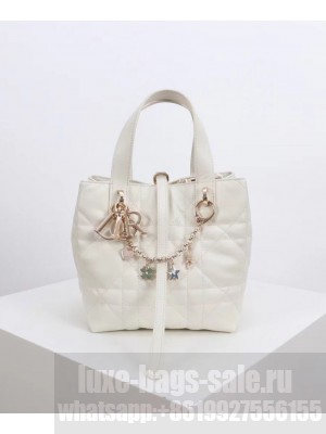 Christian Dior Small Dior Toujours Vertical Handbag White