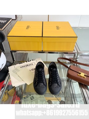 Fendi Unisex DOMINO Black FF fabric low-tops