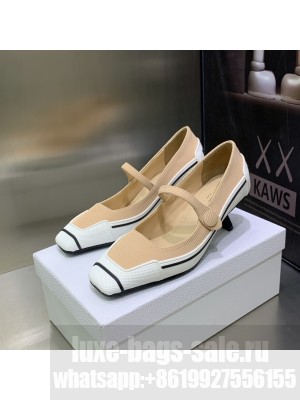 Christian Dior D-MOTION PUMP Nude Technical Fabric and White Rubber