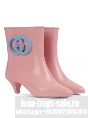 Gucci Women's Interlocking g Ankle Boot 724458 Pink