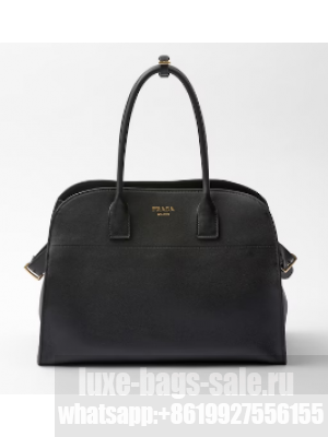Prada Large leather tote bag with buckles 1BG508 black
