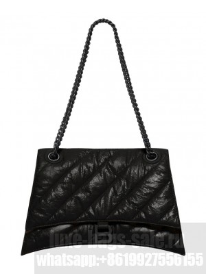 Balenciaga Crush Medium Chain Bag Quilted Black