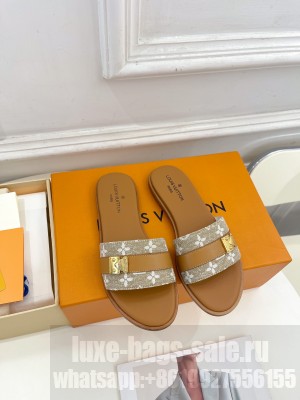Louis Vuitton Lock It Flat Slide Sandals in Monogram Canvas 2023 Brown