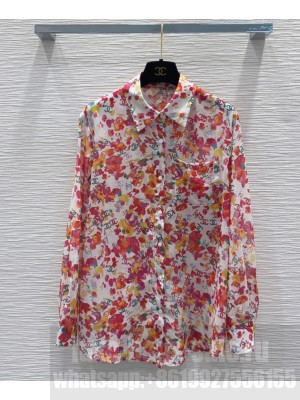 Chanel Women's Silk Shirt Red