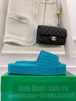 Bottega Veneta Unisex Resort Sponge Towel Slides Sandals 2022 Collection,Blue