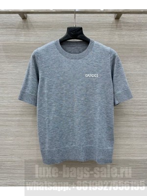 Gucci Women's Cashmere Silk Short Sleeve Top Gray