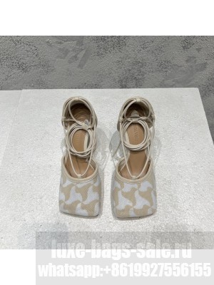 BOTTEGA VENETA HEEL 9CM STRETCH HAND-CROCHETED WAVY TRIANGLE SANDALS BEIGE 2022 Collection