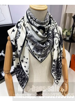 Hermes Women's Sous Le Charme D'Orphee Double Face Scarf Black