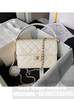Chanel FLAP BAG WITH TOP HANDLE AS6261 white