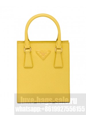 Prada Saffiano Leather Handbag 1BA358 Yellow
