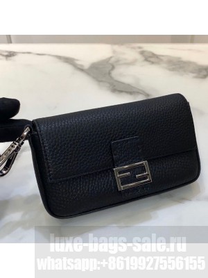 Fendi Nano Baguette Charm in Black Grained Leather  2021 Collection