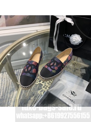 Chanel Denim Print Espadrilles G29762 Charcoa Gray 2021 Collection