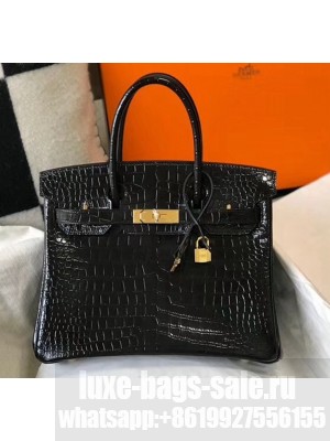 Hermes Birkin 30cm in Crocodile Embossed Calfskin Black 2020（Half-Handmade） Collection