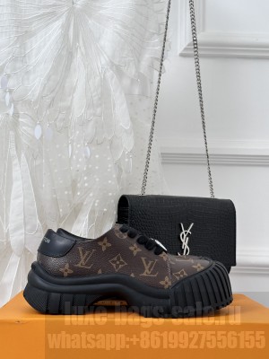 Louis Vuitton Women's Ruby Flat Derby 1ABUA6 Lace-up Shoes in Glazed Leather 2023 08