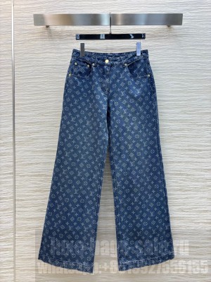 Louis Vuitton Monogram Cotton Straight Jeans Blue 2025
