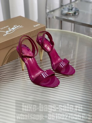 CHRISTIAN LOUBOUTIN Lipqueen 100 Patent Leather Sandal Burgundy