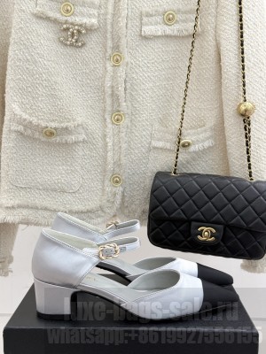 Chanel Silk Mary Jane Pumps Grey 2025