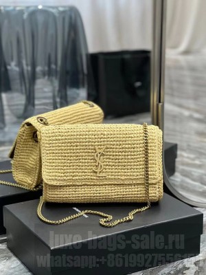 SAINT LAUREN KATE 99 CHAIN BAG IN RAFFIA Y685384 apricot