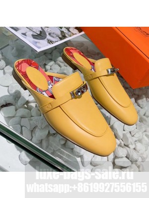 Hermes Calfskin Oz Mules Yellow 2020 Collection