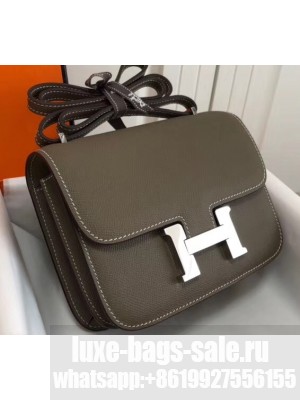 Hermes Constance Mini/MM Bag in Epsom Leather Etoupe with Silver Hardware