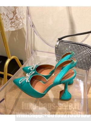 Amina Muaddi                                                                                        Bow-Embellished Rosie Slingback Pump green