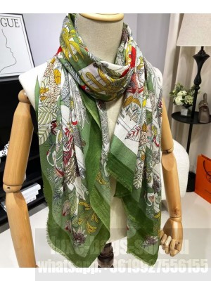 Hermes Women's Precious Paradise Scarf Green