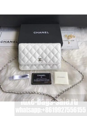 Chanel Caviar Leather Quilting Wallet On Chain WOC White