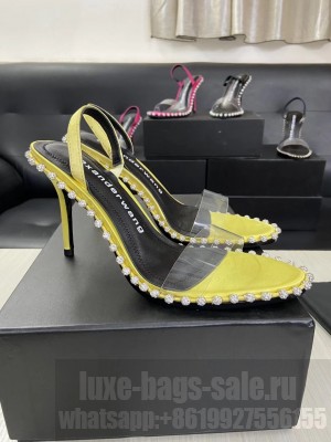 Alexander Wang 90mm/6.5mm Acrystal pvc strap Yellow sandal 