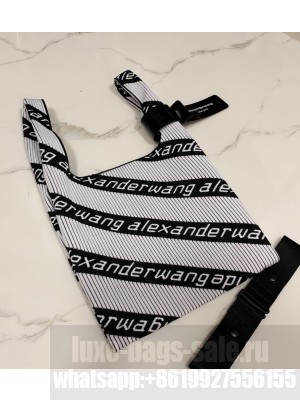 Alexander Wang Small Logo Knit Jacquard Shopper Tote Bag White