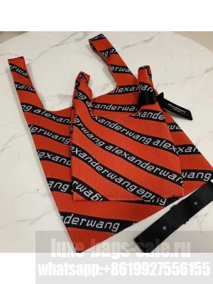 Alexander Wang Large Logo Knit Jacquard Shopper Tote Bag Red