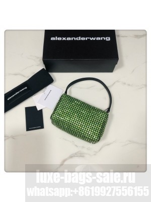 Alexander Wang Wangloc Medium Pouch Bag With Crystal Rhinestone Chain Mesh Green