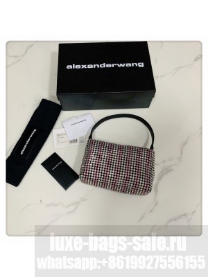 Alexander Wang Wangloc Medium Pouch Bag With Crystal Rhinestone Chain Mesh Fuchsia/Silver